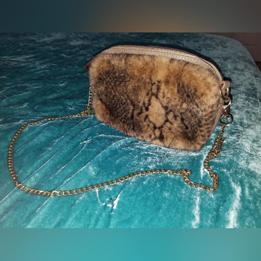 Furry snakeprint crossbody